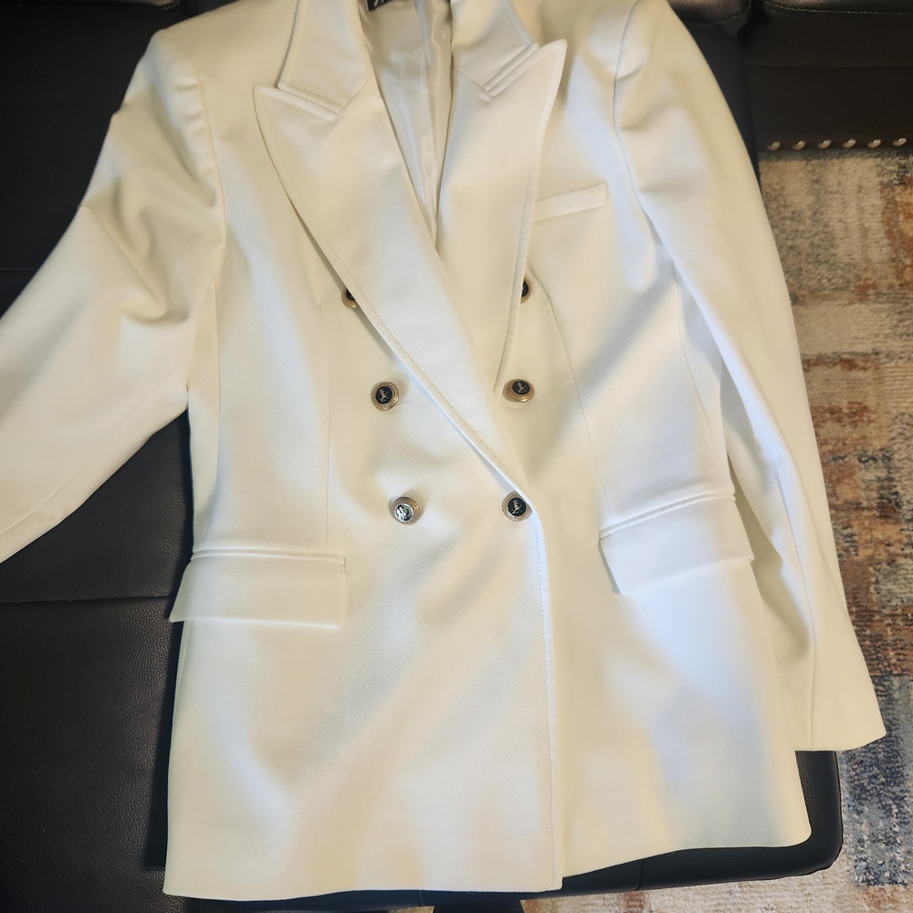 Zara Cream Double-Breasted Blazer Jacket - Picture 2 of 5